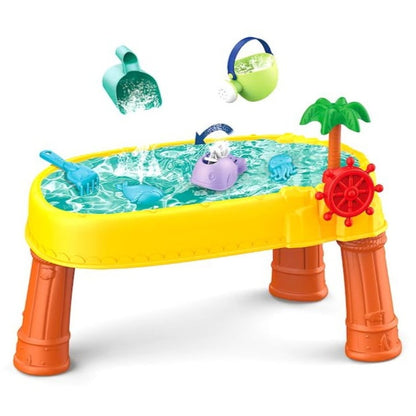 Masă de apă 2 în 1 pentru copii cu 8 accesorii interactive, multicolor, 3 ani+
