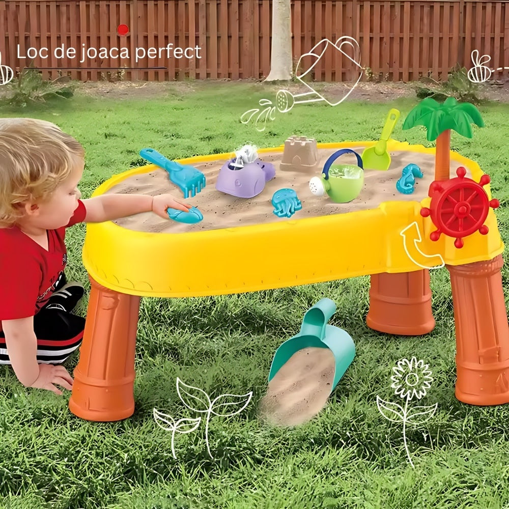 Masă de apă 2 în 1 pentru copii cu 8 accesorii interactive, multicolor, 3 ani+