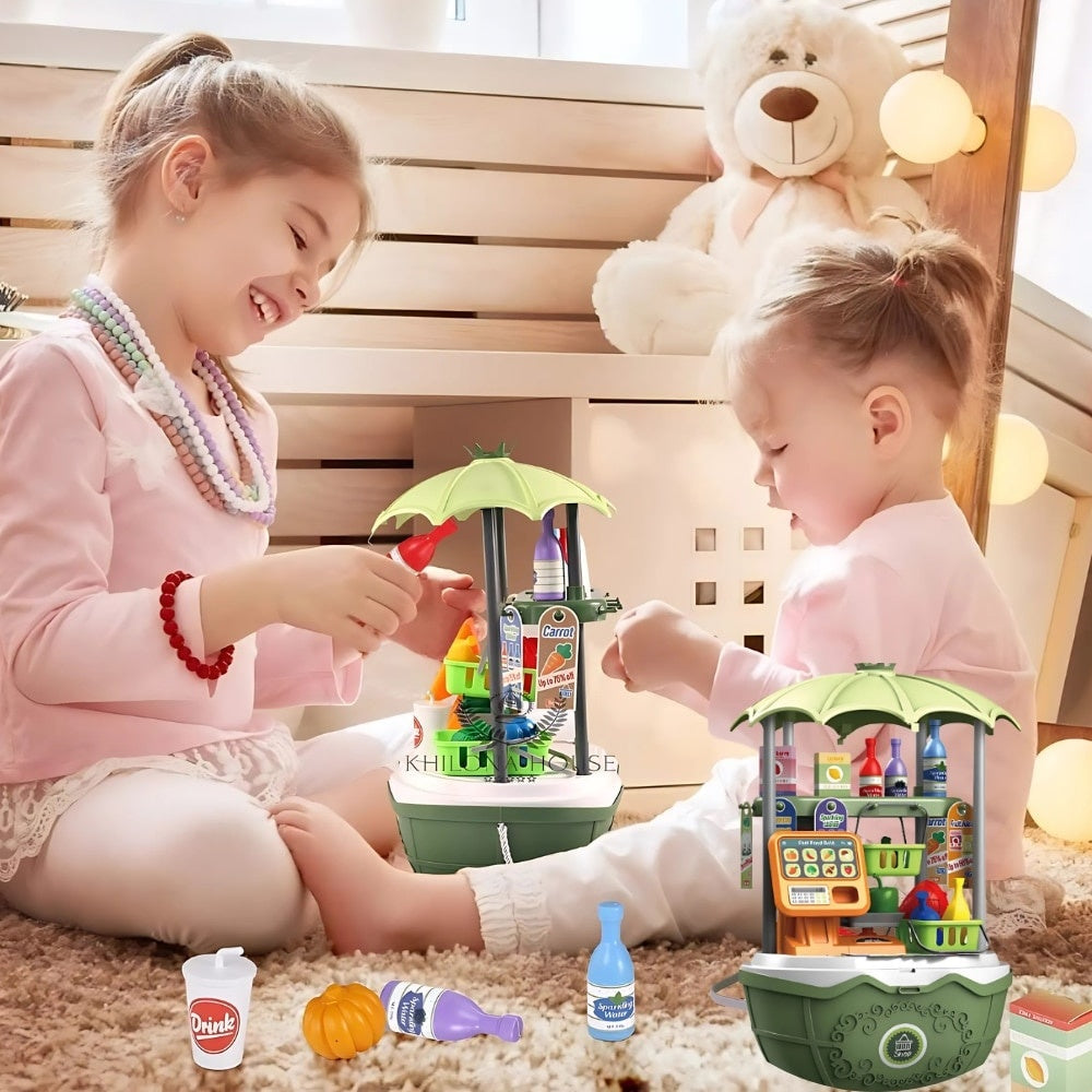 Gheretă mobilă de înghețată 4-în-1, joc de rol educativ, design realist, verde, +3 ani