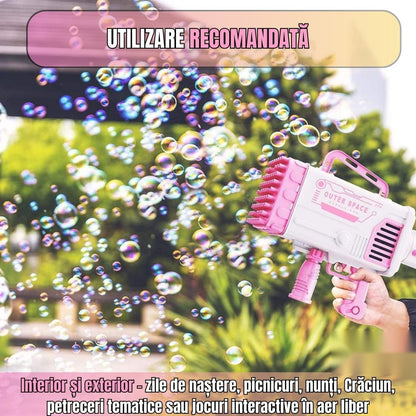 Pistol de baloane de săpun cu 64 de orificii, roz