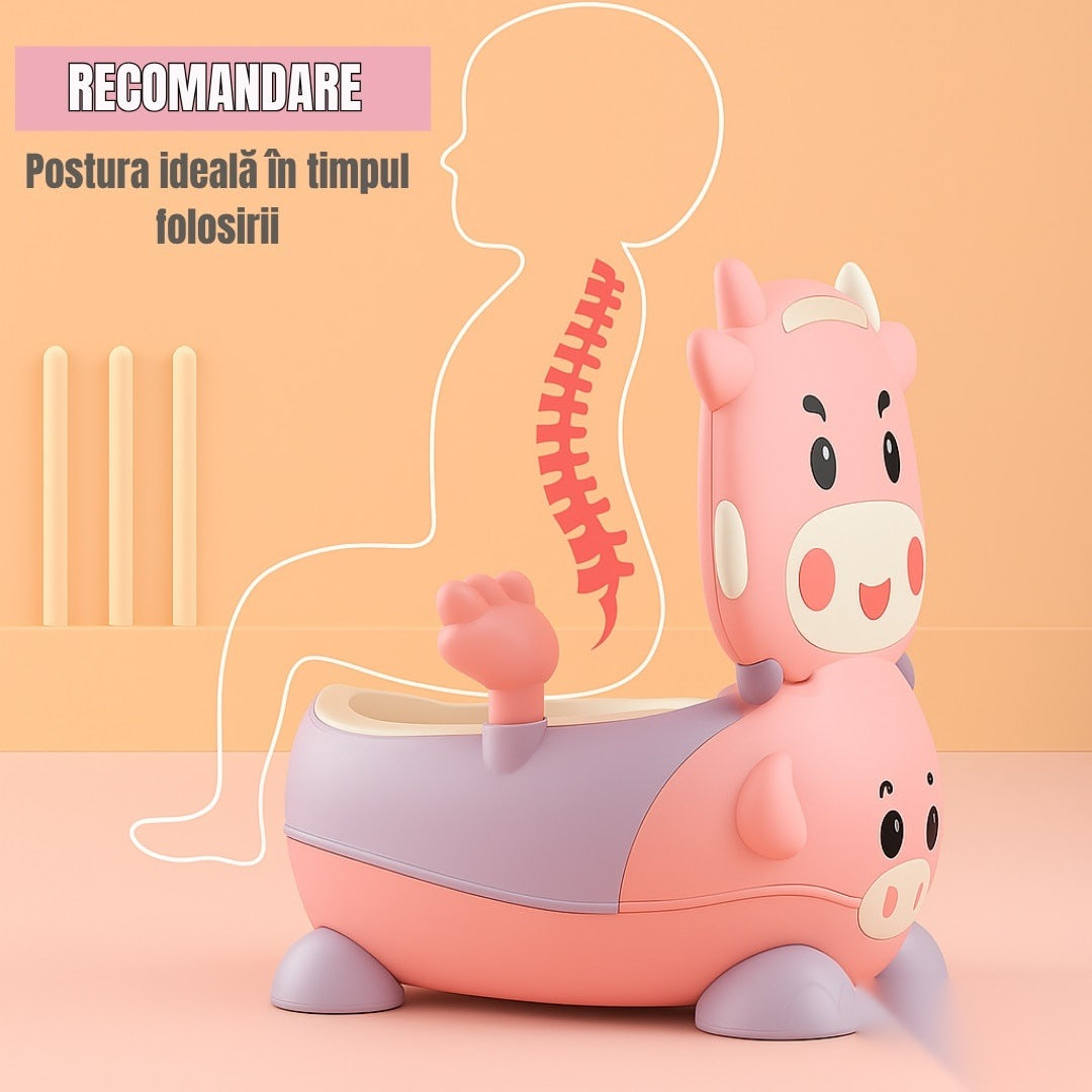 Olita Copii cu Mânere, Interior Detașabil, Spătar Ergonomic, Antistropi, Roz