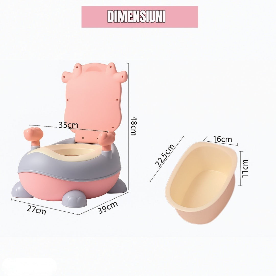 Olita Copii cu Mânere, Interior Detașabil, Spătar Ergonomic, Antistropi, Roz