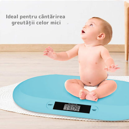 Cântar electronic cu display LCD, precizie gram, 20 kg, design compact, albastru