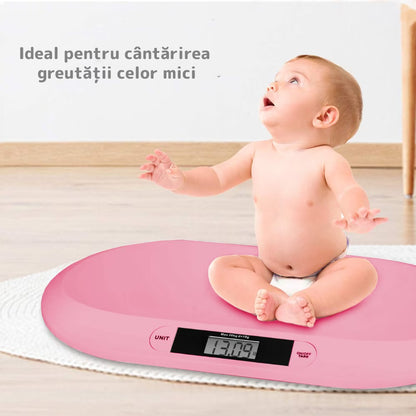 Cântar electronic cu display LCD, precizie gram, 20 kg, design compact, roz