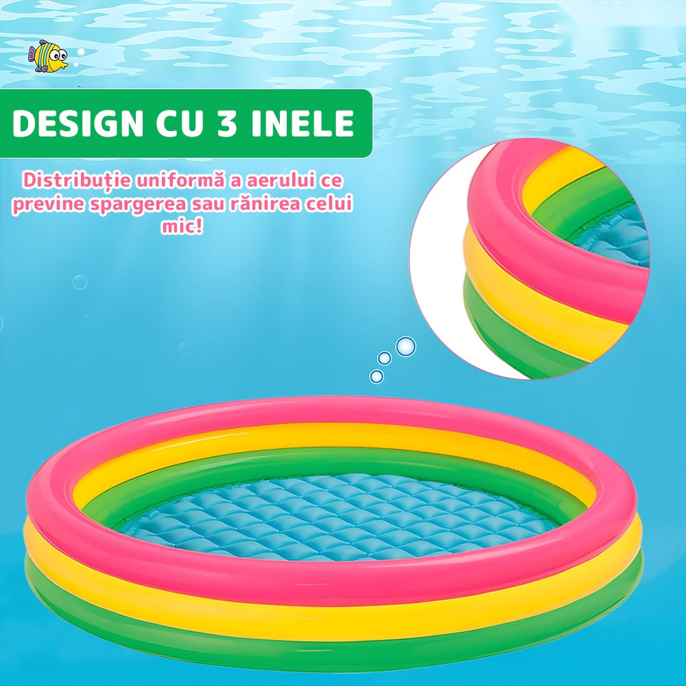 Piscină gonflabilă copii, 90x23 cm, multicolor, sigură și rezistentă