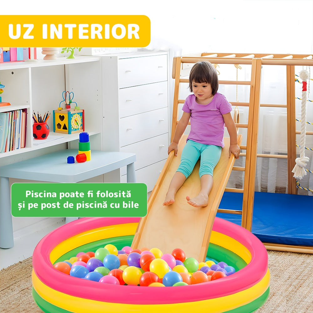 Piscină gonflabilă copii, 90x23 cm, multicolor, sigură și rezistentă