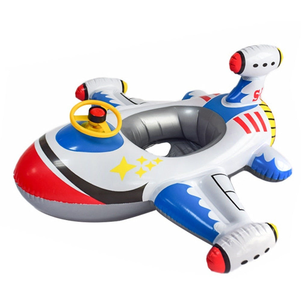 Colac gonflabil pentru copii model avion cu volan și claxon, multicolor, 1-4 ani