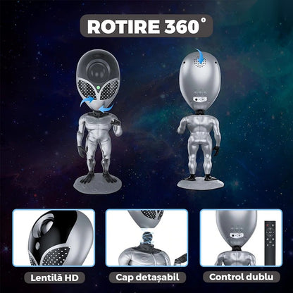 Proiector de veghe tip extraterestru, telecomandă, temporizator, 8 moduri, rotație 360°