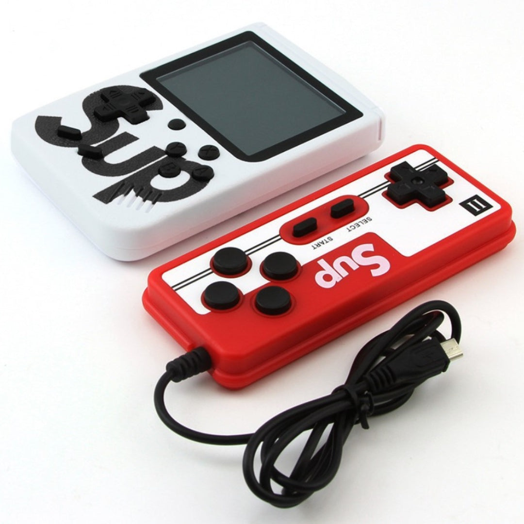 Consolă retro portabilă mini cu 400 jocuri, 2 jucători, ecran LCD 3 inch, roșu/alb