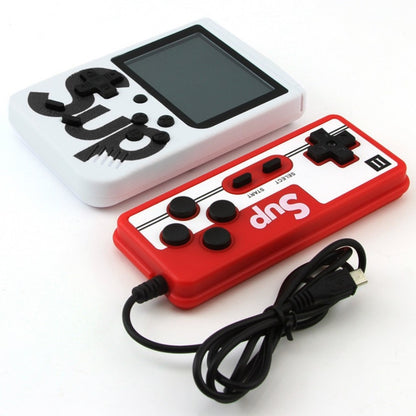 Consolă retro portabilă mini cu 400 jocuri, 2 jucători, ecran LCD 3 inch, roșu/alb