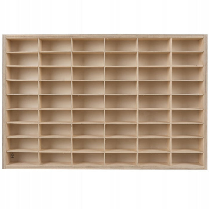 Raft organizator Montessori, 54 compartimente, lemn natural, 60 x 40 x 5,3 cm