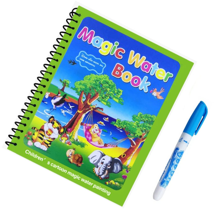 Carte de colorat reutilizabilă Magic Book, 8 pagini, temă animale, pentru copii 3+ ani