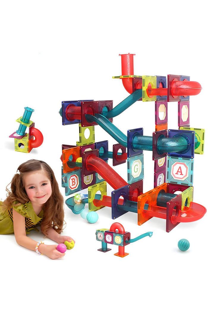 Set magnetic 3D, 125 piese, bile și bețe, joc creativitate copii