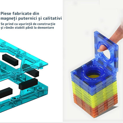 Set magnetic 3D, 125 piese, bile și bețe, joc creativitate copii