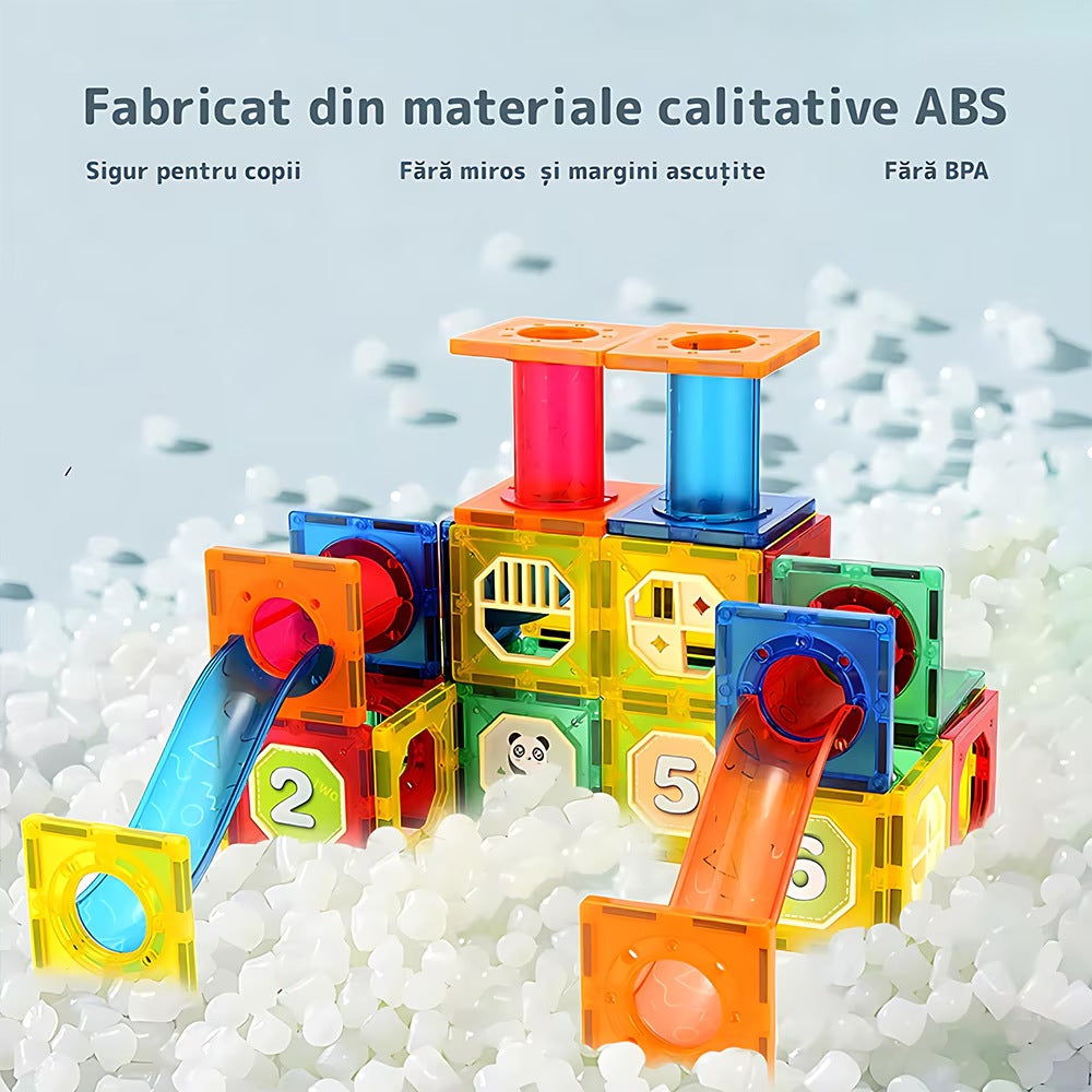 Set magnetic 3D, 125 piese, bile și bețe, joc creativitate copii