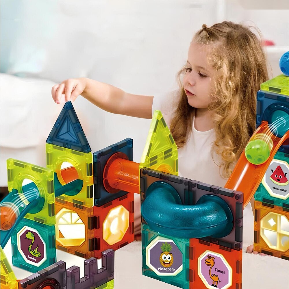 Set magnetic 3D, 125 piese, bile și bețe, joc creativitate copii