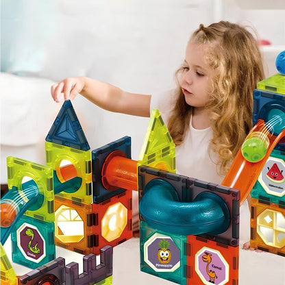 Set magnetic 3D, 125 piese, bile și bețe, joc creativitate copii