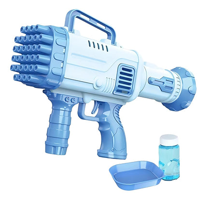 Pistol baloane de săpun cu LED, ventilator, 32 găuri, albastru