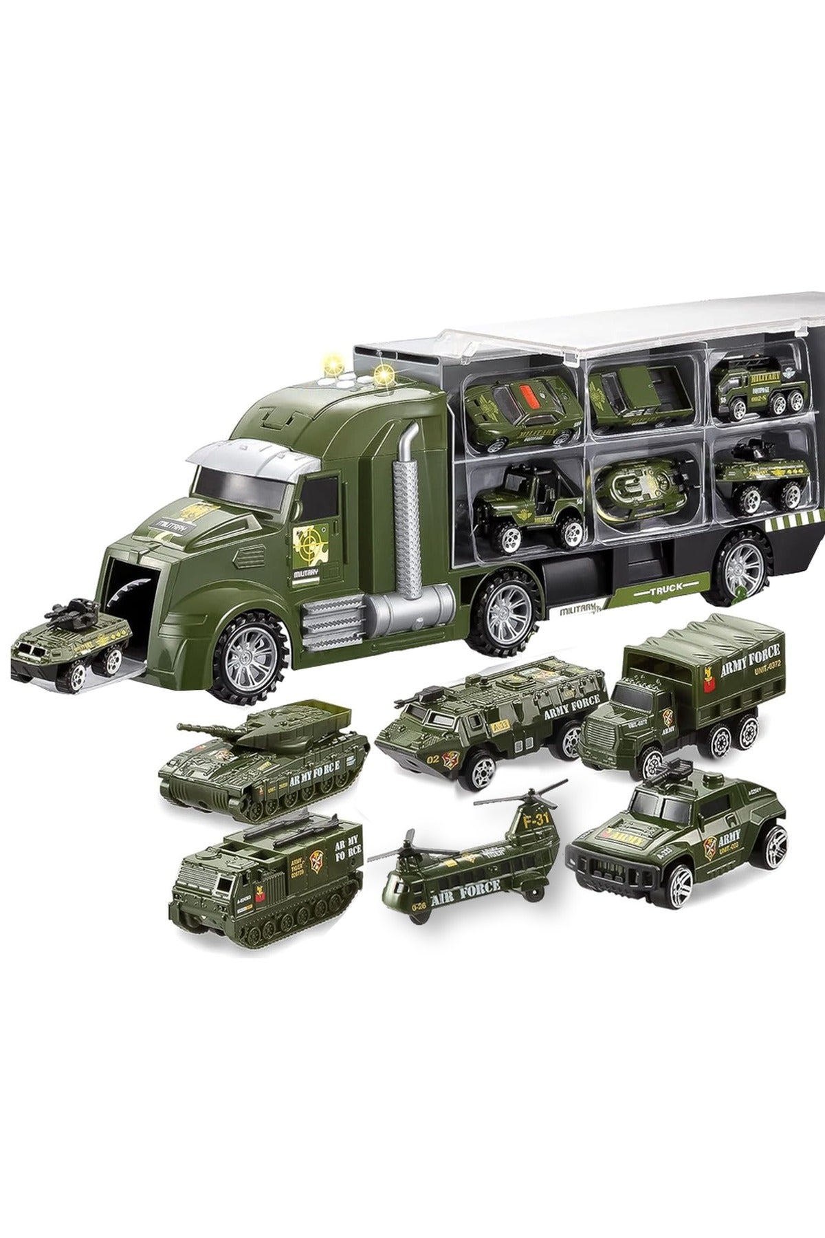 Set transportator militar, 6 vehicule, tanc, vehicule blindate, rampa lansare