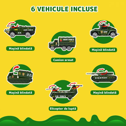 Set transportator militar, 6 vehicule, tanc, vehicule blindate, rampa lansare