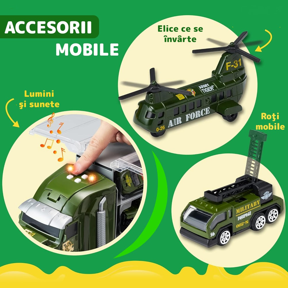 Set transportator militar, 6 vehicule, tanc, vehicule blindate, rampa lansare