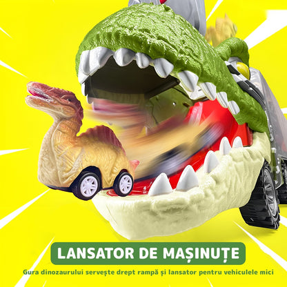 Set transportator T-REX, 6 vehicule, mașină, barcă, elicopter, verde deschis