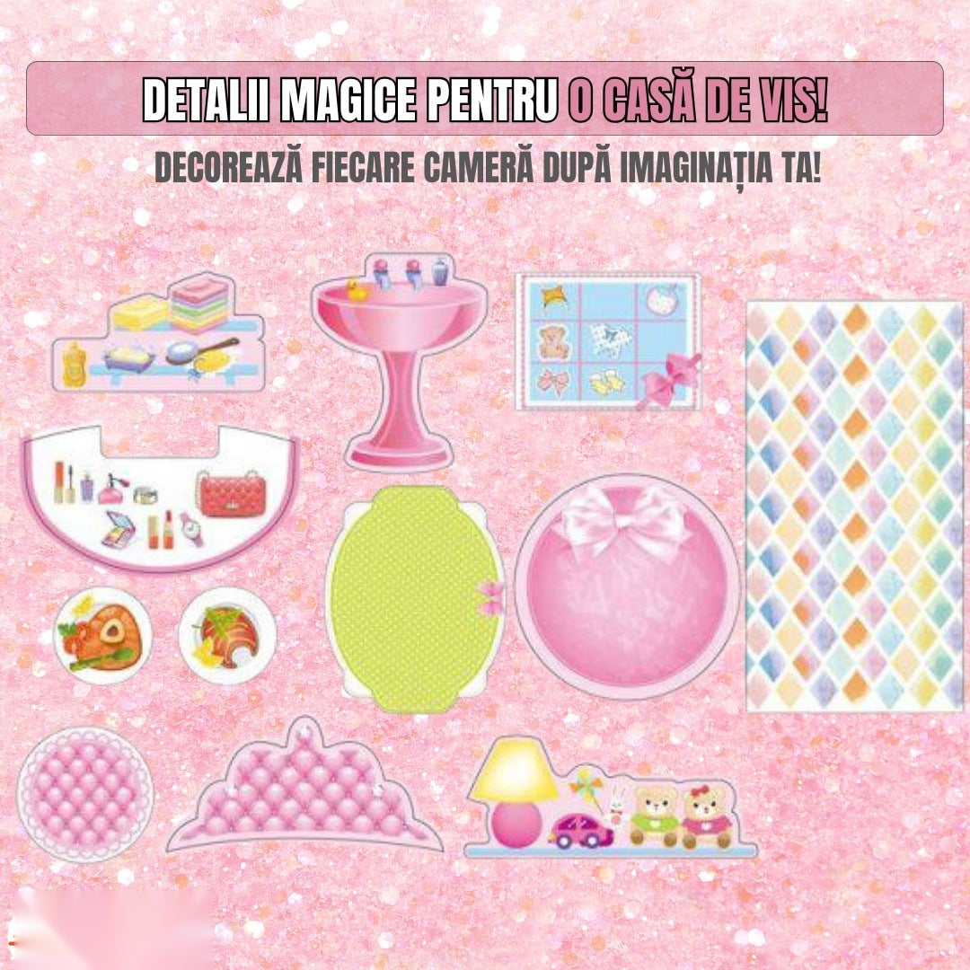 Căsuță de păpuși transformabilă în geantă, portabilă, cu accesorii, pentru joc creativ