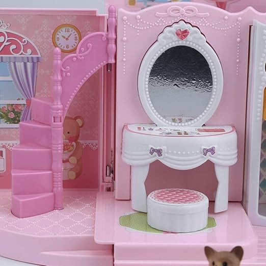 Căsuță de păpuși transformabilă în geantă, portabilă, cu accesorii, pentru joc creativ