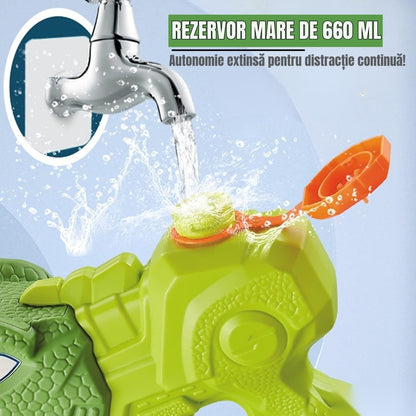 Pistol Apă Dinozaur, 1330 ml, 35 cm, 3 Duze, Rază 8 m, PVC Rezistent, Verde Muschi